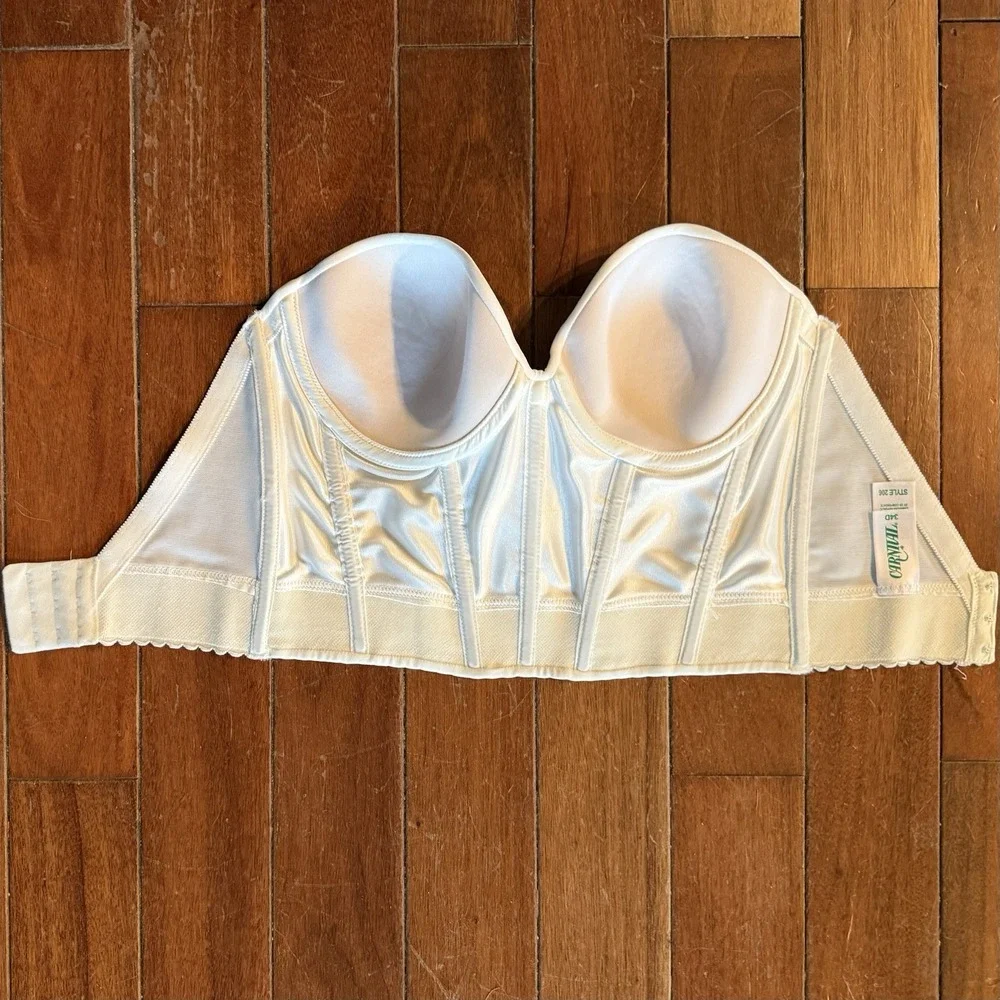 NEW! Size 34D Carnival 206 Women Low Plunge Longline Wedding Prom Bra Ivory $65!